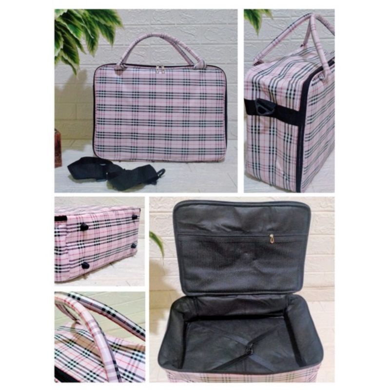 Tas travel bag motif Burberry garis polos size 40 cm