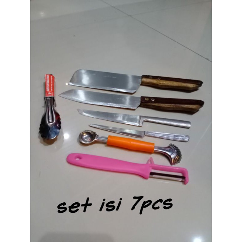 pisau stainlees set paket hemat isi 7pcs / pisau dapur set
