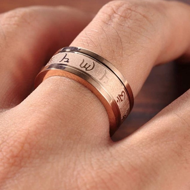 Cincin Buddha Prayer Titanium Steel Ring Spinning