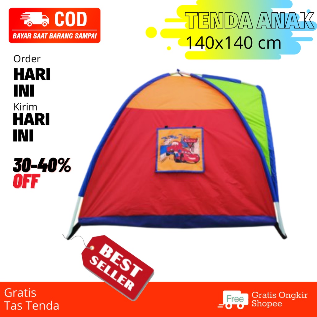 Tenda Anak Karakter Ukuran 140x140 cm | Tenda Mainan Anak Kemah-kemahan | Tenda Camping Anak