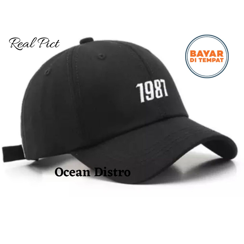 BANTING HARGA  Topi Baseball Bordir 1987 pria Dan Wanita Distro Original Keren 2021 / Topi Baseball Pria Dan Wanita Bordir 1987 / topi pria terlaris dan paling keren 2021 COD