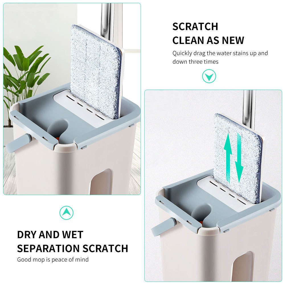 TURUN HARGA Alat Pel Praktis Mop Briny 2 Kain Alat Pembersih Lantai Alat Pel Praktis / Scratch Cleaning Mop Free Rafil kain Pel Praktis Mop Pel Putar Bentuk Persegi Panjang Untuk Perlengkapan Rumah