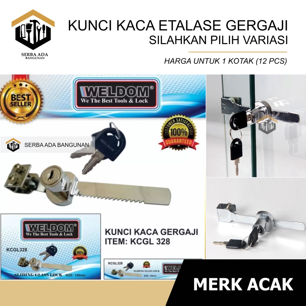 Kunci Kaca Etalase Geser WELDOM &amp; TRITOP ORIGINAL 100% GRADE PREMIUM l Kunci Gergaji