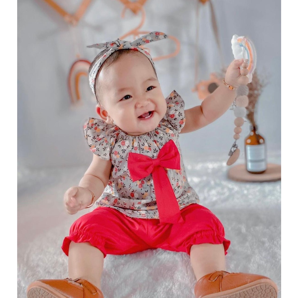 Clown Baju Setelan Bunga Pergi Lucu Fashion Anak Bayi Perempuan Cewek Terlaris ROSTY / HELIA / GWEN / ROSA / LODY delia