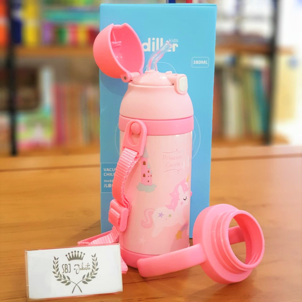 BOTOL MINUM ANAK MODEL TERMOS 304 STAINLESS diller 100% BPA FREE Dual Handle