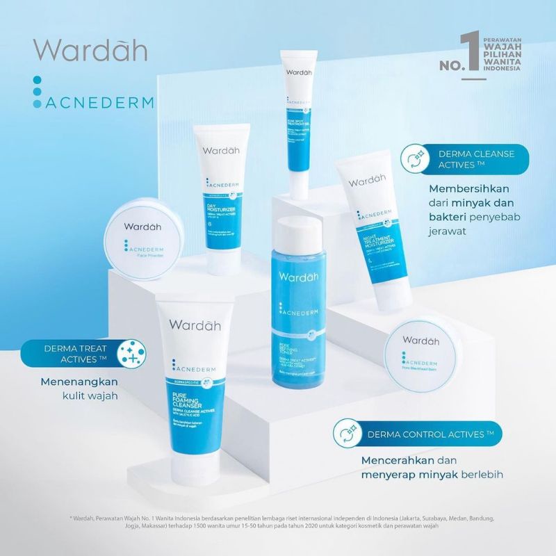 Wardah Acnederm Series-Pure Foaming Cleanser/Refining Toner/Day