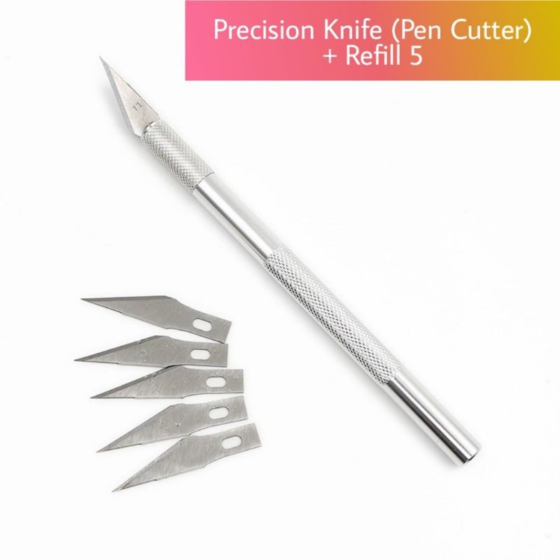 

Cutter PEN KNIFE Precision + REFILL 5 PCS / PISAU UKIR SENI KERAJINAN