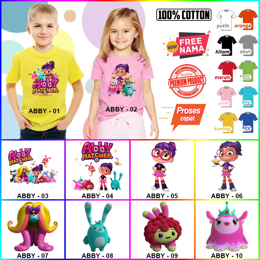 Baju Kaos ANAK DAN DEWASA ABBY WATCHER COUPLE (FREE NAMA)