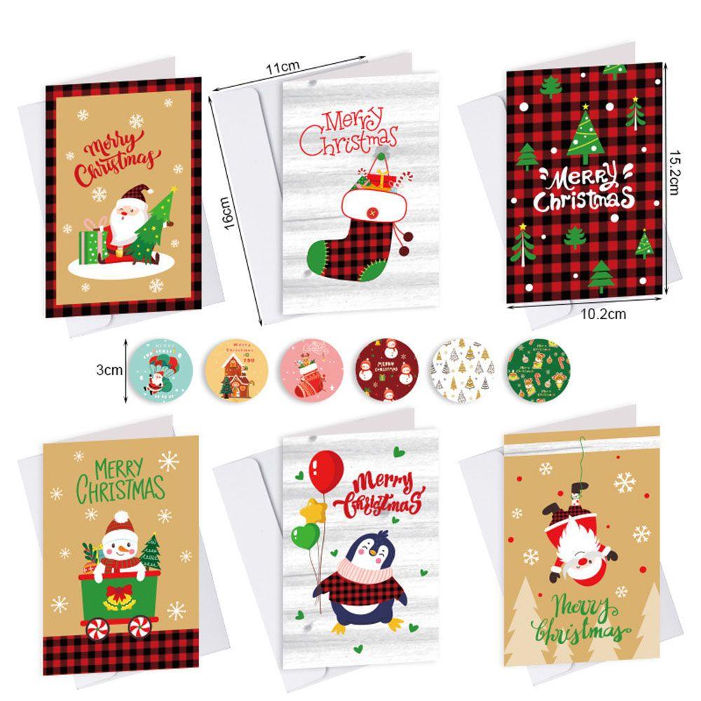 Solighter 6Pcs/Pack Kartu Natal Merry Christmas Handwritting Berkah Kagumi Kartu