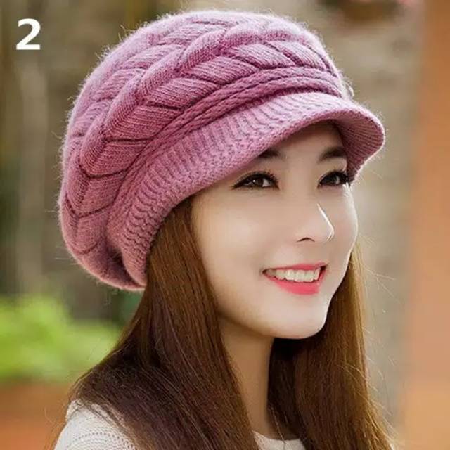 TOPI KUPLUK MUSIM DINGIN WANITA - WINTER CAP HANGAT - WOL RAJUT HAT