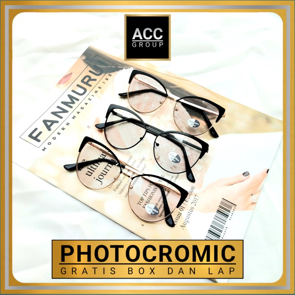 KACAMATA PHOTOCROMIC OVAL MODEL BARU TITANIUM KOREAN NEW WANITA PRIA PHOTOCROMIC STYLE VINTAGE