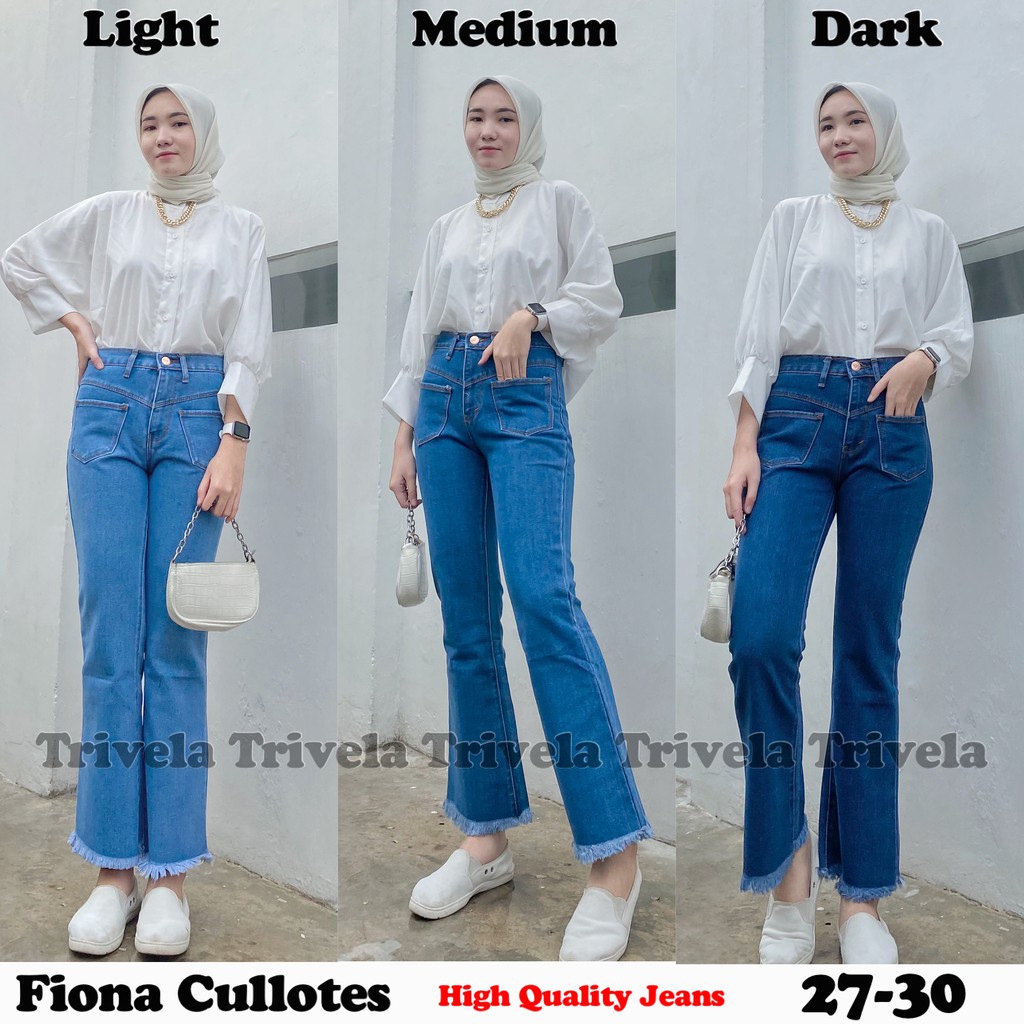 Fiona Cullotes Jeans Highwaist / Celana Kulot Jeans Fiona Highwaist