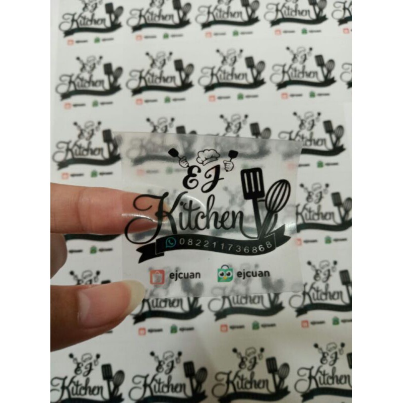 

Cetak Stiker Vinyl Transparan A3+ label minuman makanan anti air plus cutting