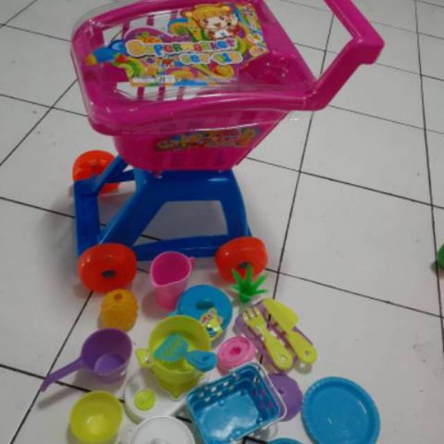 Mainan anak  troli supermarket plus isi JUMBO lucu