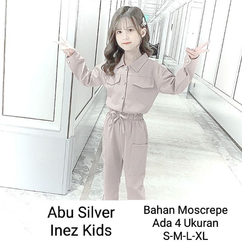 Stelan Kemeja Anak Perempuan Lengan Panjang Celana Panjang/Set Inez Kids 3-11 Tahun Matt Moscrepe