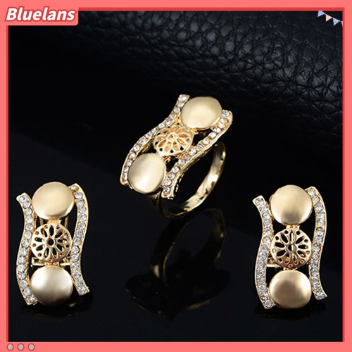 Set Kalung Gelang Cincin Anting Bentuk Bunga Bulat Untuk Pengantin Wanita