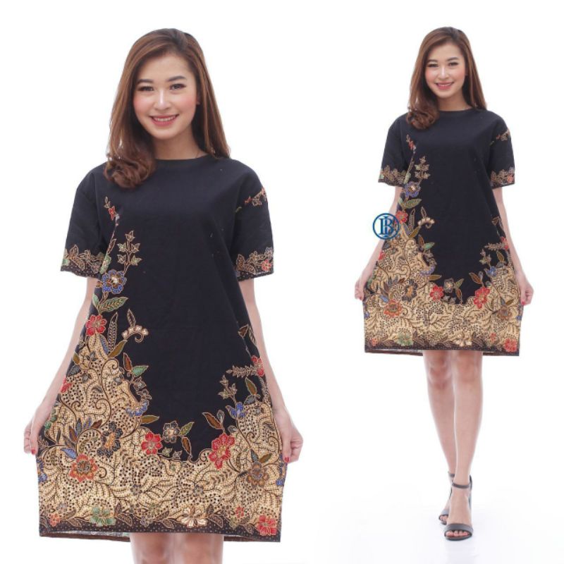 DRESS BATIK GROSIR / TUNIK BATIK HITAM 0044