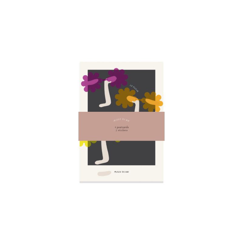 

Set of Postcard and Stickers - Le Fleur