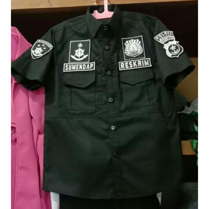 Kemeja tactikal reskrim /polres dobel kantong [min 10 baju CUSTOM]