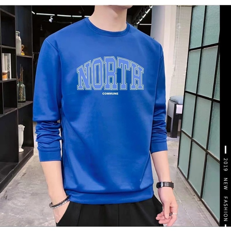 SWEATER PRIA BAJU LENGAN PANJANG COWOK DISTRO MOTIF NORTH KEKINIAN