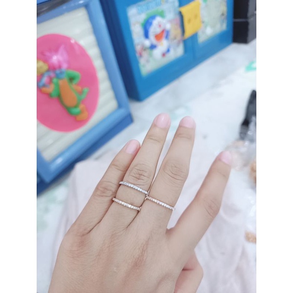 cincin listring mp sebaris full mp kecil/ cincin perak asli silver925 lapis emas/ cincin fashion