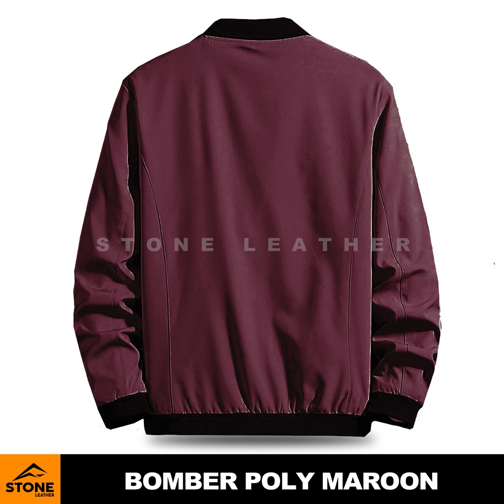 JAKET BOMBER PRIA ORIGINAL STONE LEATHER MAROON