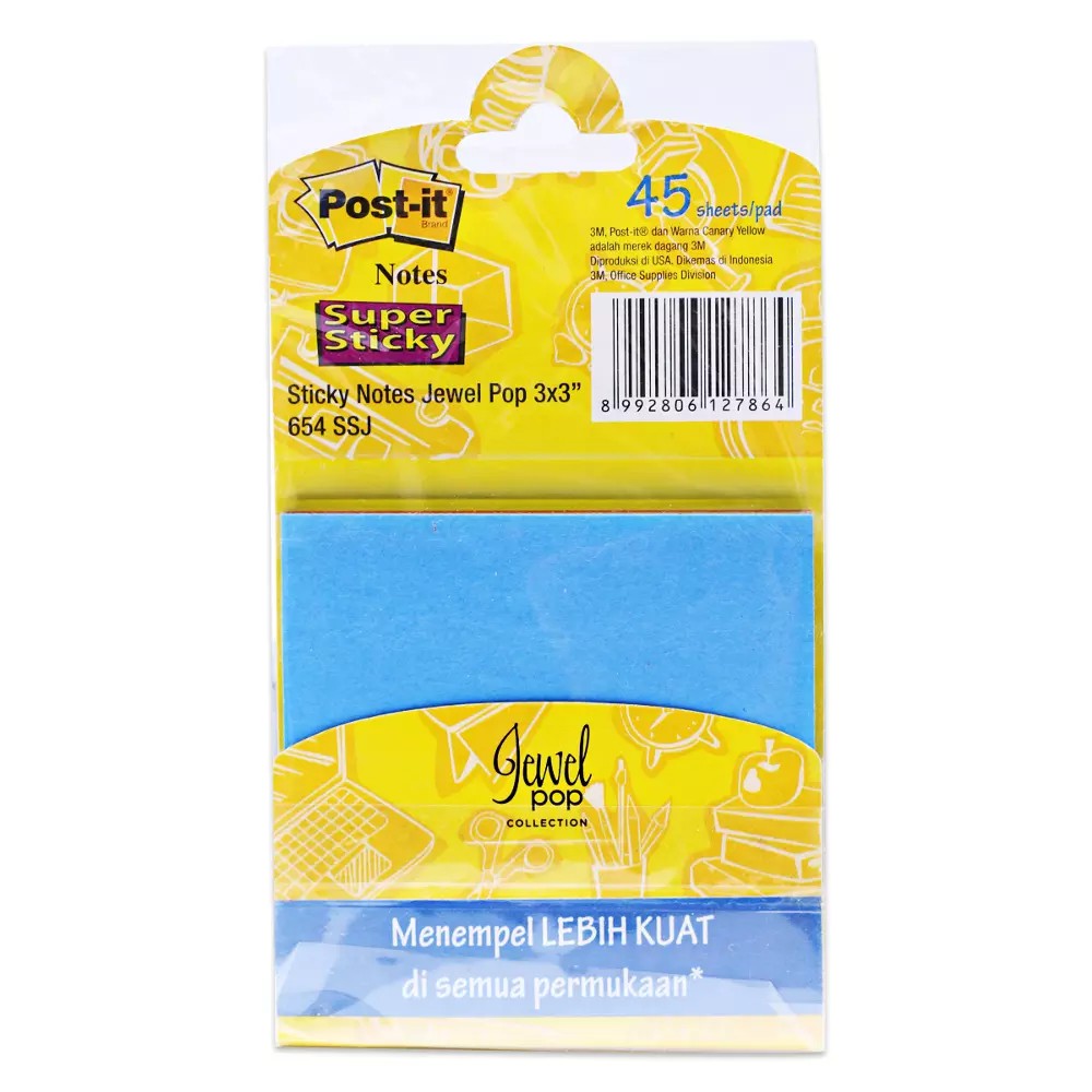 

POST-IT STICKY NOTES JEWEL 654 SSJ 3X3 BLUE 3M