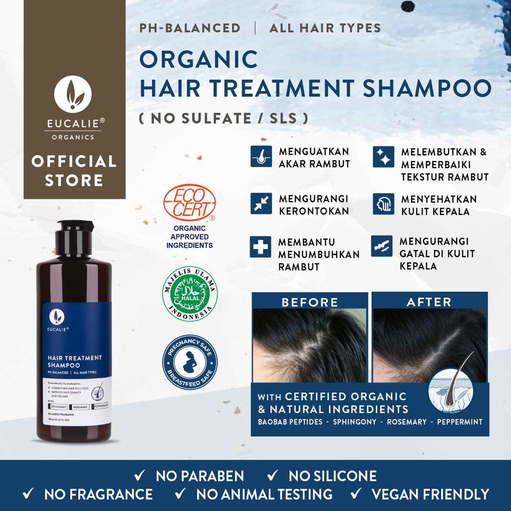Eucalie Organic Hair Growth Hair Loss Treatment Shampoo (No Sulfate Sls)