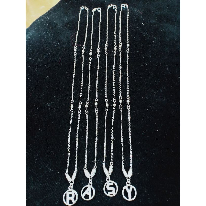 kalung Koye huruf Rante nori silver 925 lapis emas putih