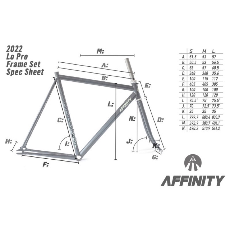 Affinity Lo Pro Frameset Frame Set Sepeda Fixie Fixed Gear Track Tracklocross Bike Bicycle