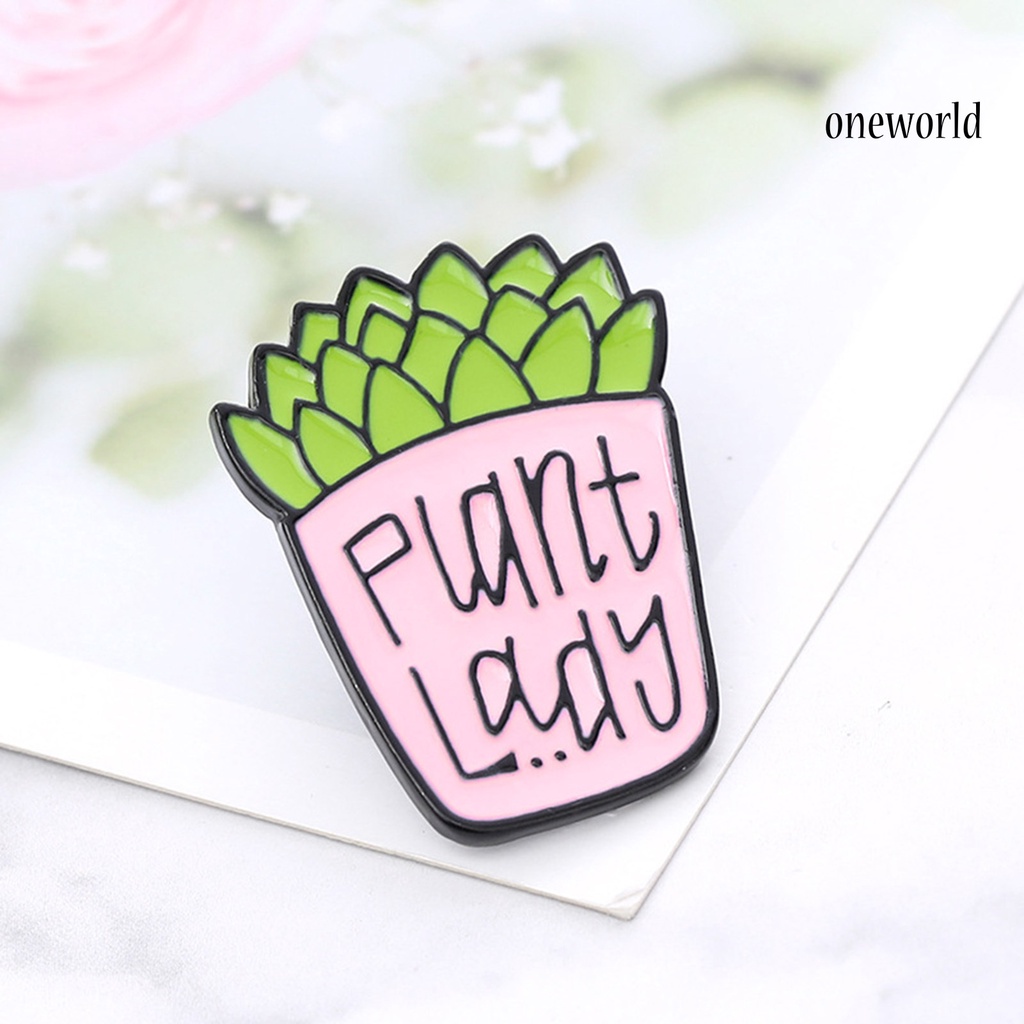 OW@ Enamel Brooch Lightweight Decoration Portable Succulent Letter Enamel Brooch Pin for Gift