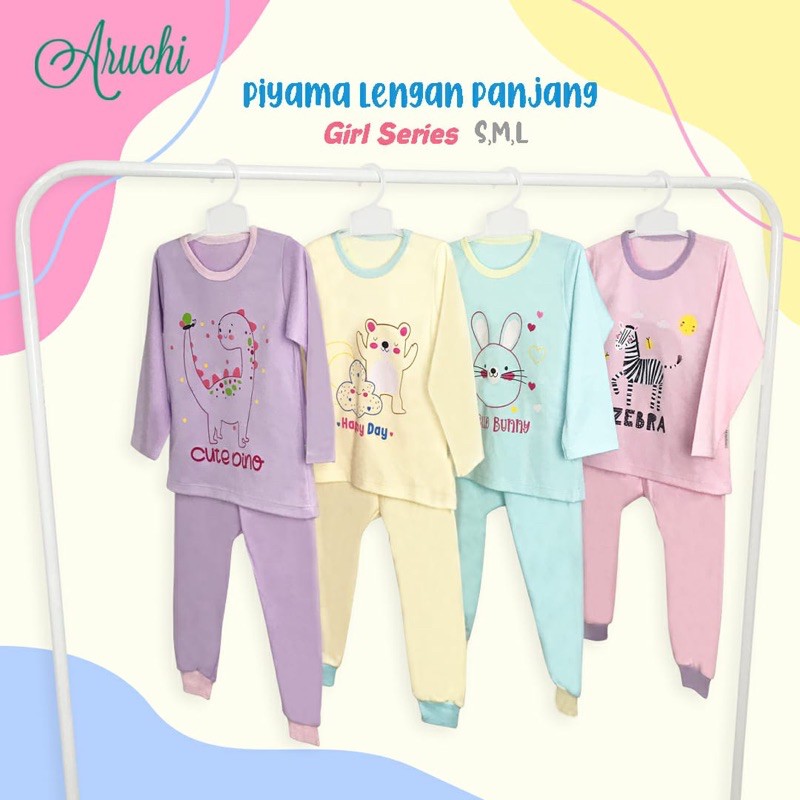 Aruchi Setelan Polos sablon Panjang - Aruchi piyama bayi/Aruchi baby/Piyama bayi/Piyama anak