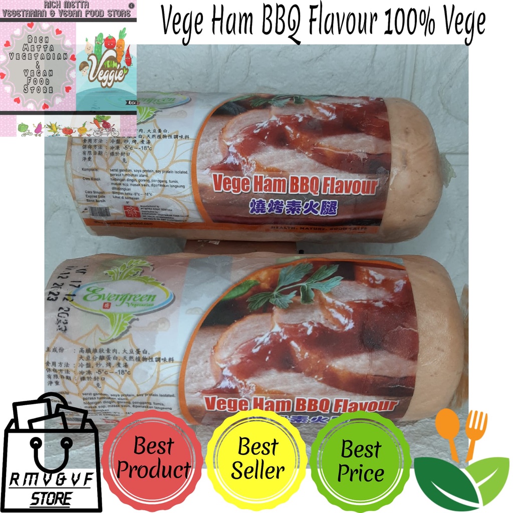 

Tian En Xiang / Evergreen Ham Merah BBQ Vegetarian 450gr / Huo Tui Daging Asap Frozen