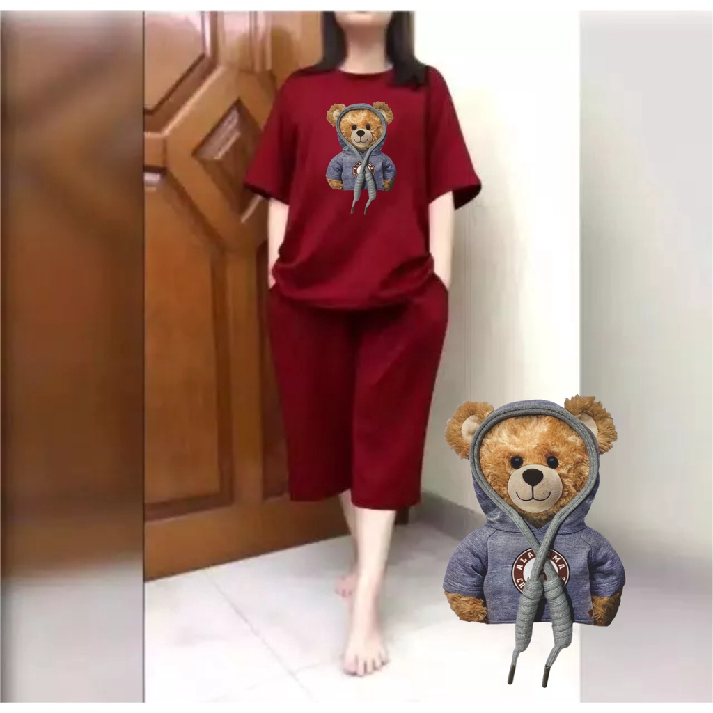 Setelan Wanita JUMBO + Celana Kulot 3/4 Big Size Fit XXL Teddy Hoodie