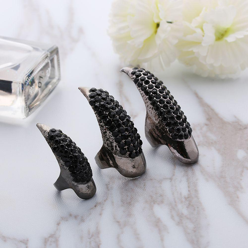 R-flower Paku Palsu Diamond Fake Nails Punk Ring Eagle Claw Nails Cincin Wanita