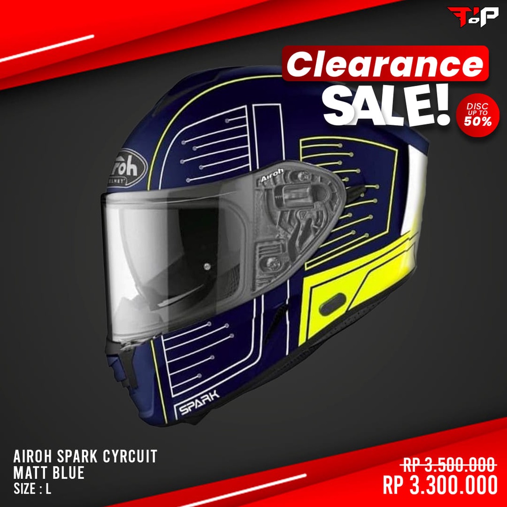 AIROH SPARK CYRCUIT MATT BLUE HELM FULL FACE CLEARANCE SALE