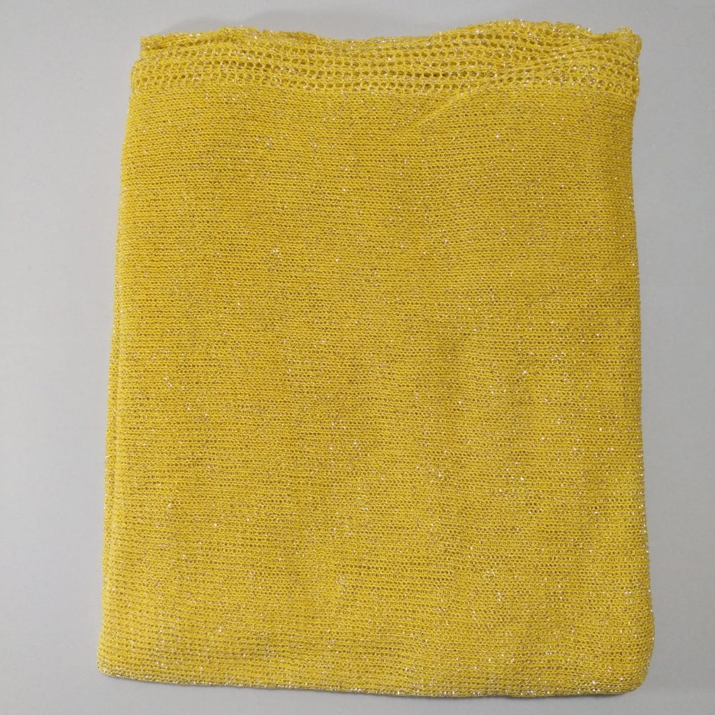 PASHMINA RAJUT GLITTER TERLARIS BAHAN BERKUALITAS HIJAB JILBAB PENGANTIN WISUDA WEDDING-KUNING KUNYIT