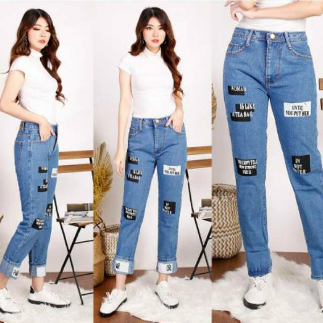  REAL PICT FREE BELT CELANA  BOYFRIEN SABLON JEANS BF 