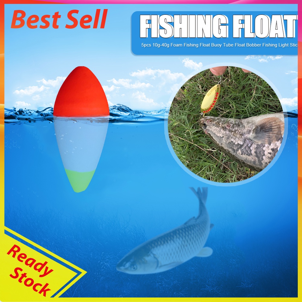 5pcs 10g-40g Foam Fishing Float Buoy Tube Float Bobber Fishing Light Stick