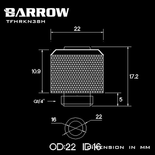 BARROW TFHRKN38H Compression Soft Tubing Fitting ID3/8 - OD5/8 Black