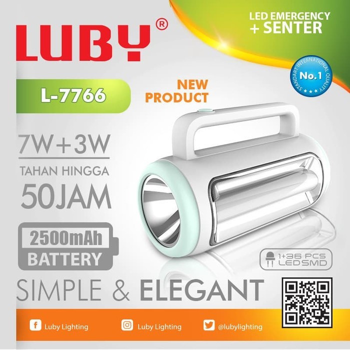 COD SENTER JUMBO LUBY L-7766 7W + EMERGENCY 2 SISI 3W 2500MAH L-7766