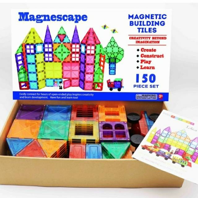 Mainan Magnetic Tiles 150pcs/ Mainan Edukasi anak Magnetic building tiles