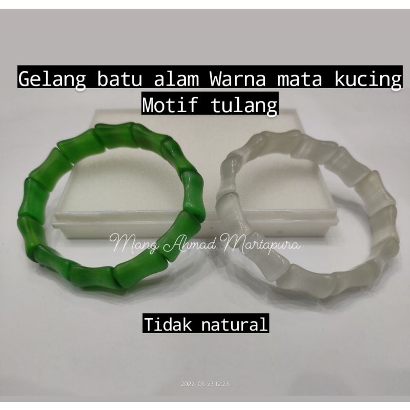 Gelang batu akik mata kucing cat eye motif Tulang