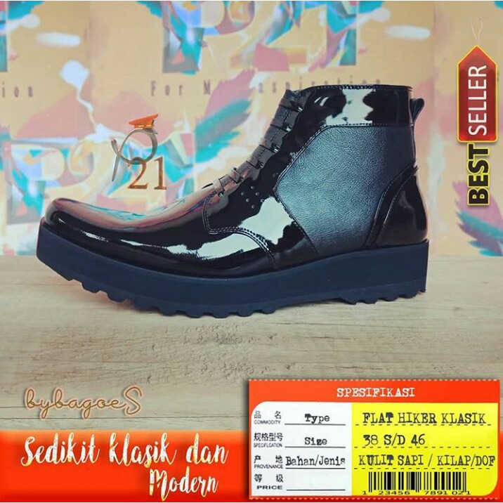 SEPATU PRIA / FLAT HIKER KLASIK / SEPATU POLRI / SEPATU DINAS / P21