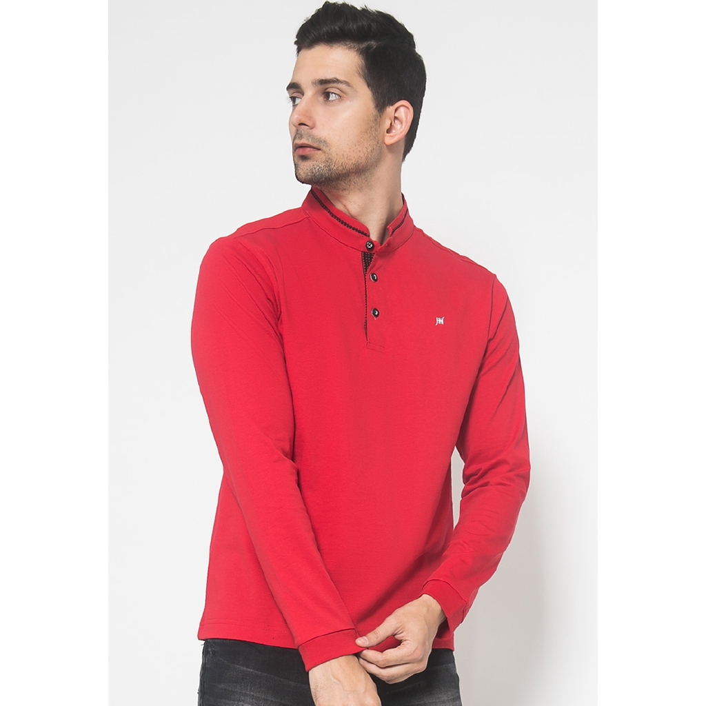 Johnwin - Kaos Casual Lengan Panjang - Merah - ATS.630.K457.40.C - Free keychain