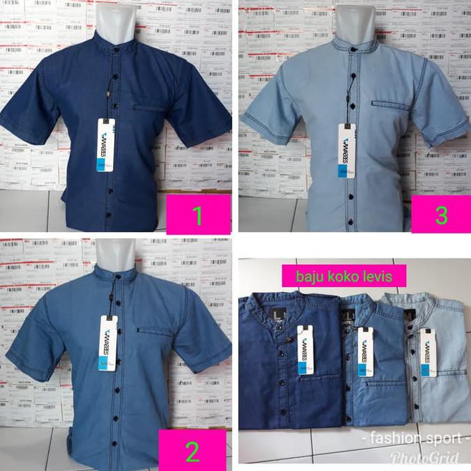 kemeja jeans wasses / baju koko levis kemeja denim pria premium