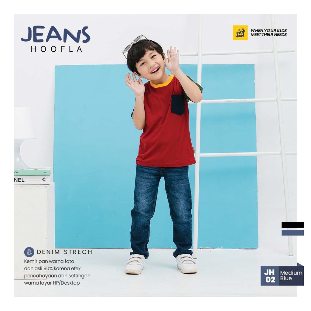 Celana Jeans  Anak Laki Laki Umur 5 - 12 Tahun Jeans Hoofla Celana Panjang Anak Laki Laki Bahan Denim Stretch Terbaru