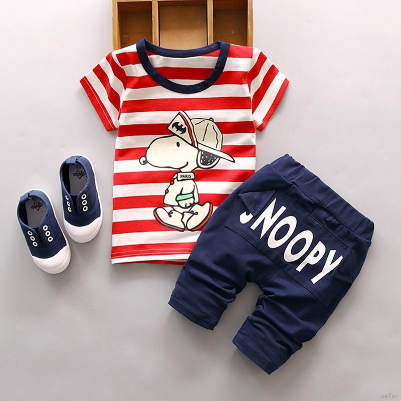 Setelan Kaos T Shirt Anak Laki Laki Lengan Pendek Gambar