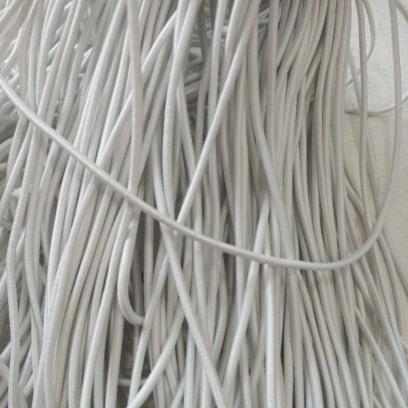 tali bulat elastis tali string elastis/tali karet bulat  3mm 13 warna( permeter)-Putih