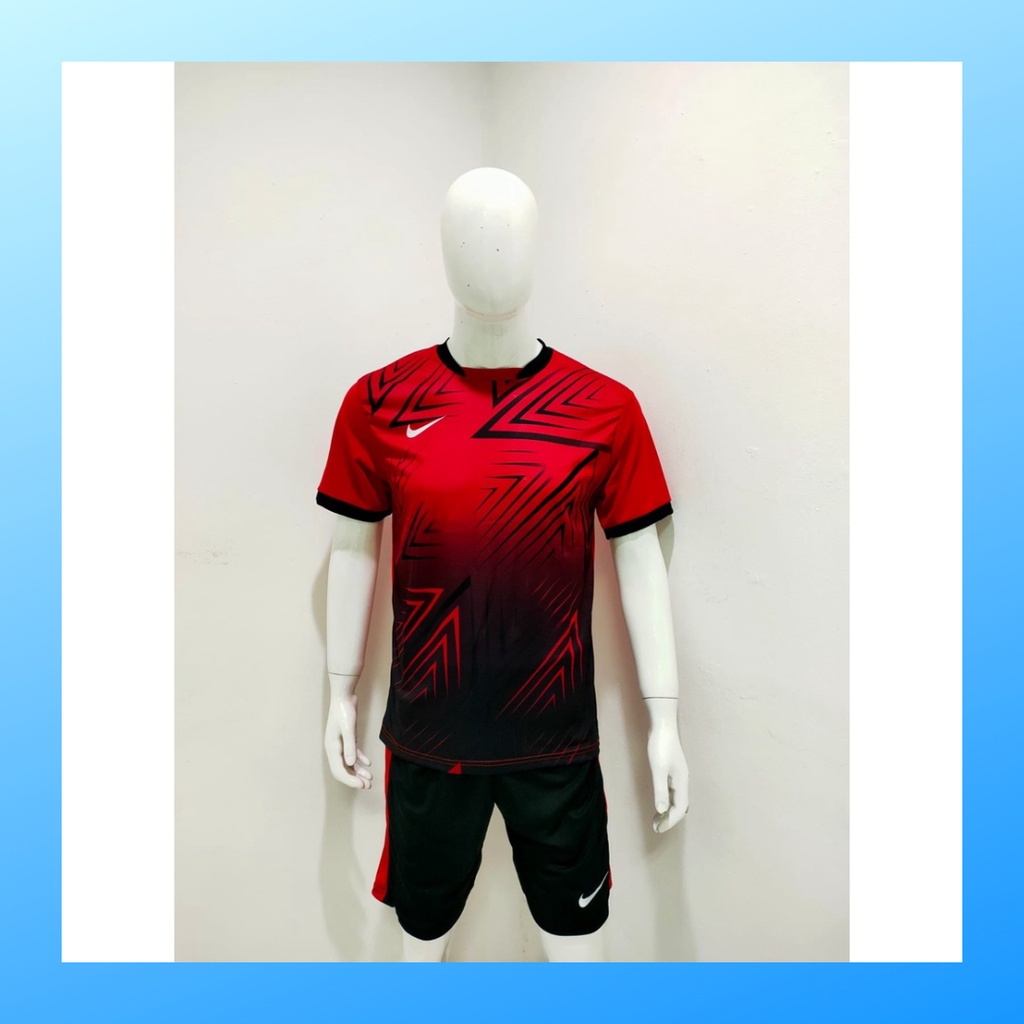 jersey futsal pria kaos sepak bola baju dan celana setelan wanita dewasa t-shirt outfit seragam jarsey kostum olahraga pakaian apparel print sport jersy soccer casual jersi suit NK160 merah